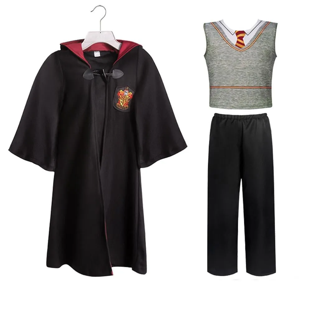 Harry Potter Hermione Granger Costume Halloween Cosplay Magic Robe Hooded Cloak For Kids