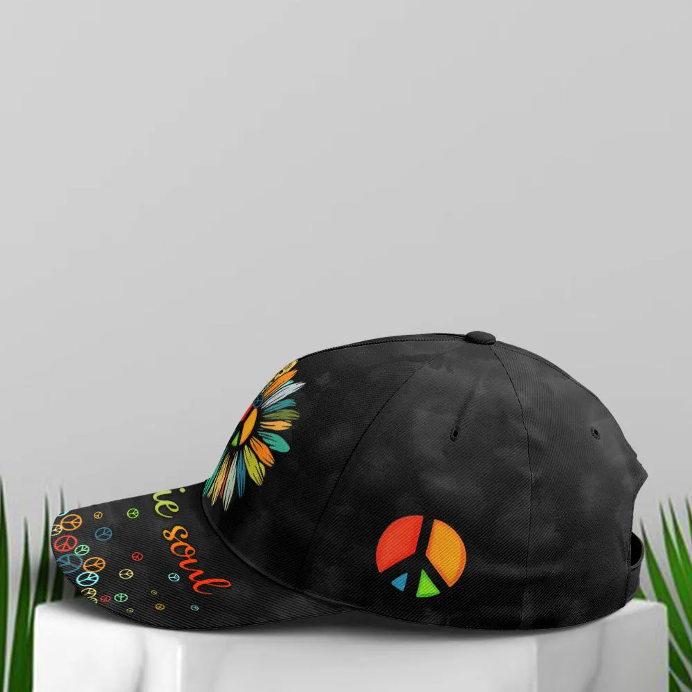 Hippie Soul Sunflower Black Baseball Cap Coolspod