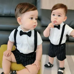 IENENS Toddler Birthday Party Clothes Baby Clothing Sets Boy Formal Dress Summer Shirts   Shorts Suits Kids Short Sleeve Outfits