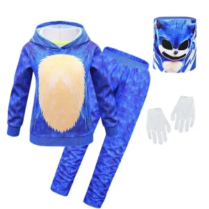 Kids Anime Sonic The Hedgehog Costume Game Halloween Boy Girls Hoodies Pants Sets Outfits