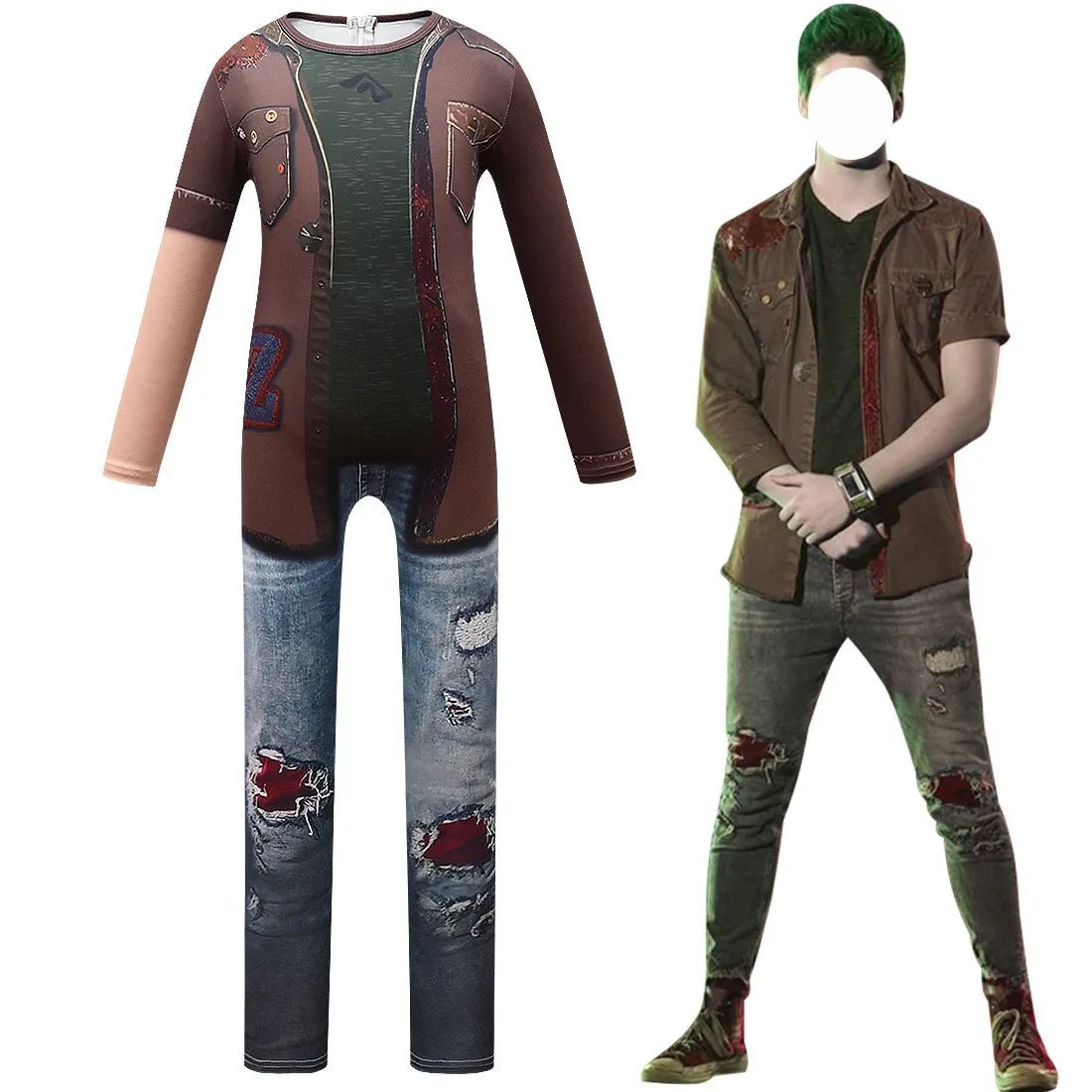 kids College Zombies Cosplay Zentai Suit Costume Children Jumpsuit Bodysuit Outfits for boy