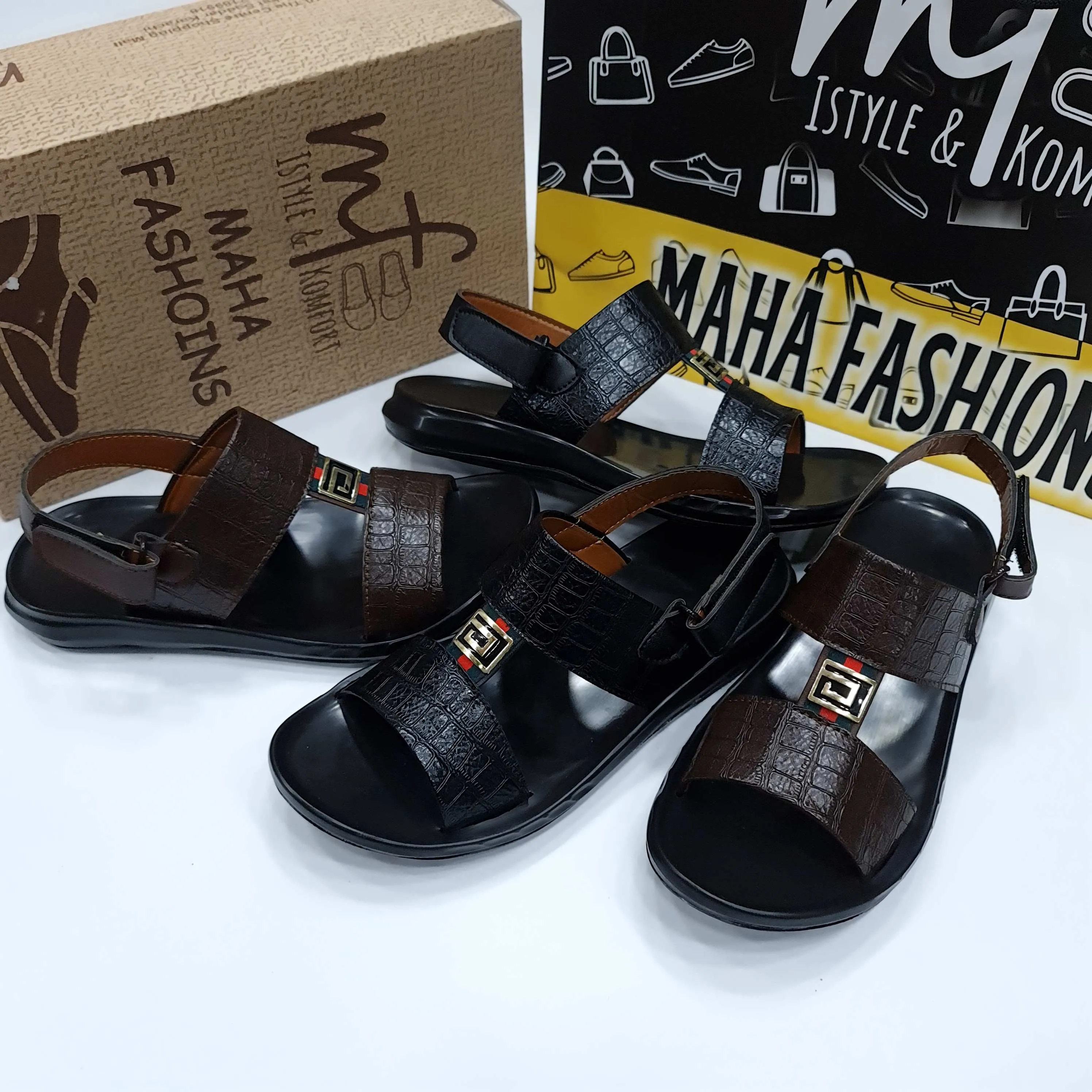 Men Black & Brown Sandals