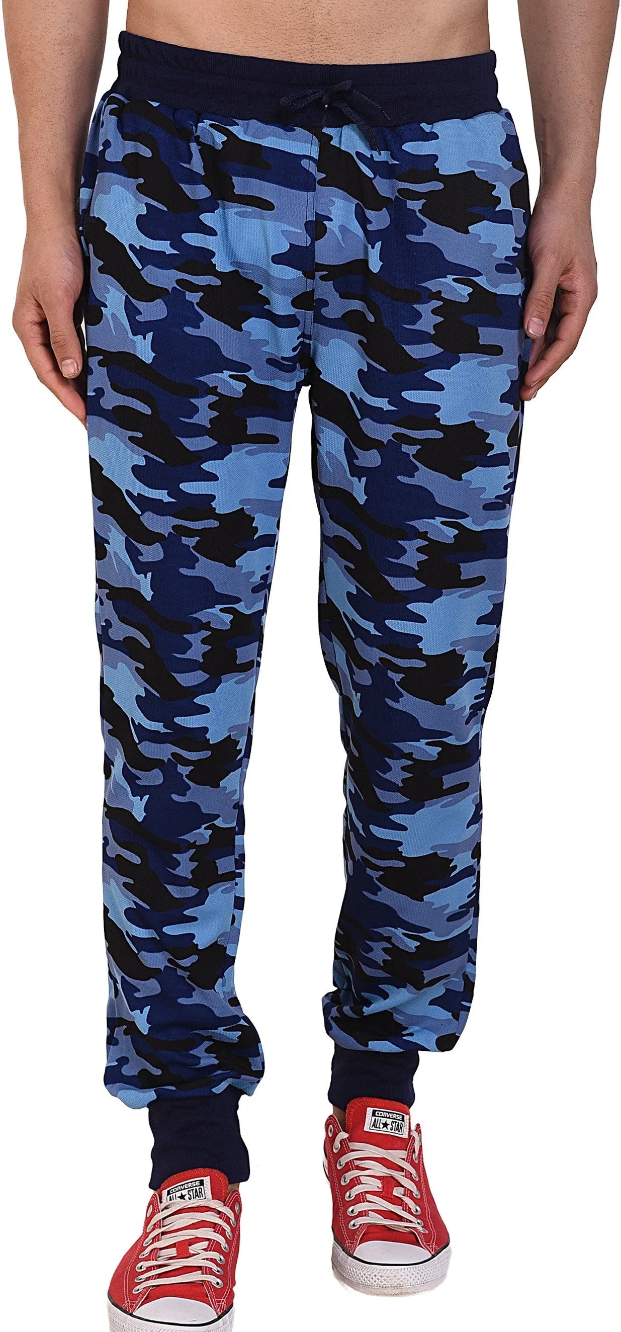 Men Camouflage Blue Track Pants (Pack of 1)