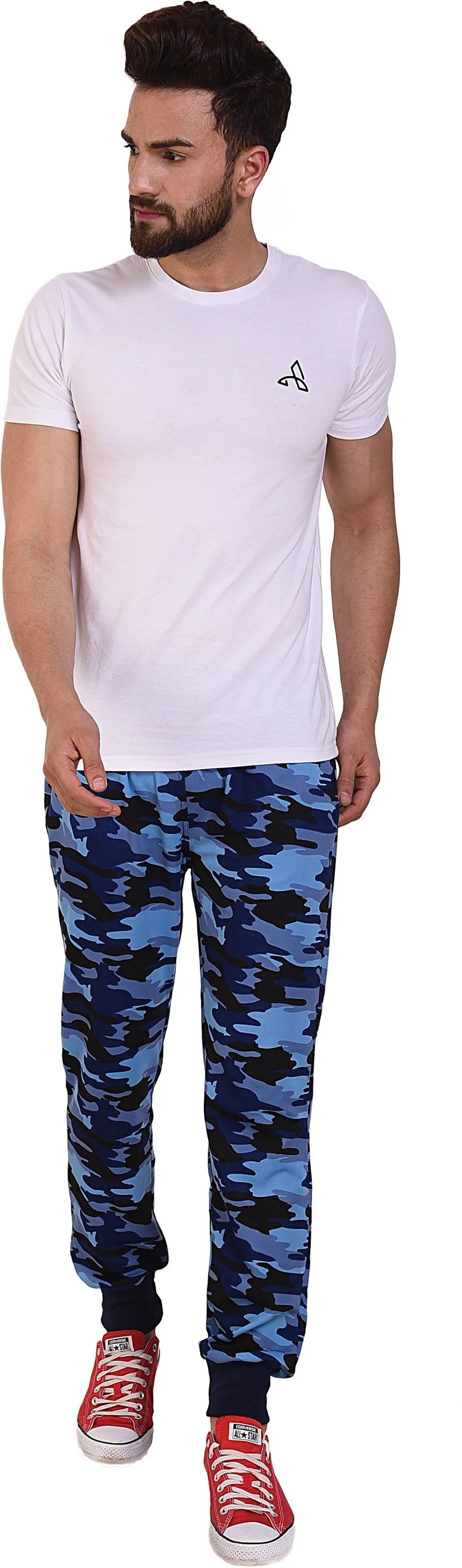 Men Camouflage Blue Track Pants (Pack of 1)