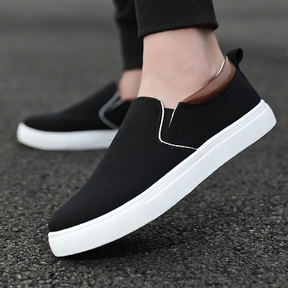 Men Canvas Casual Shoes Male Sneaker Slip-on Vulcanized Flats Non-Leather Shoes