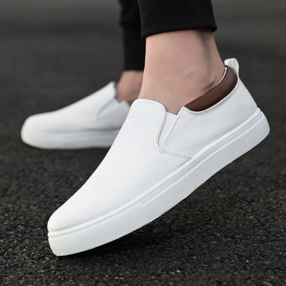 Men Canvas Casual Shoes Male Sneaker Slip-on Vulcanized Flats Non-Leather Shoes