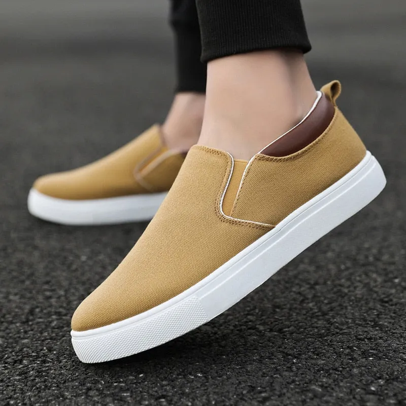 Men Canvas Casual Shoes Male Sneaker Slip-on Vulcanized Flats Non-Leather Shoes