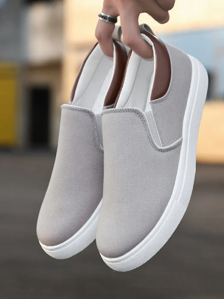 Men Canvas Casual Shoes Male Sneaker Slip-on Vulcanized Flats Non-Leather Shoes