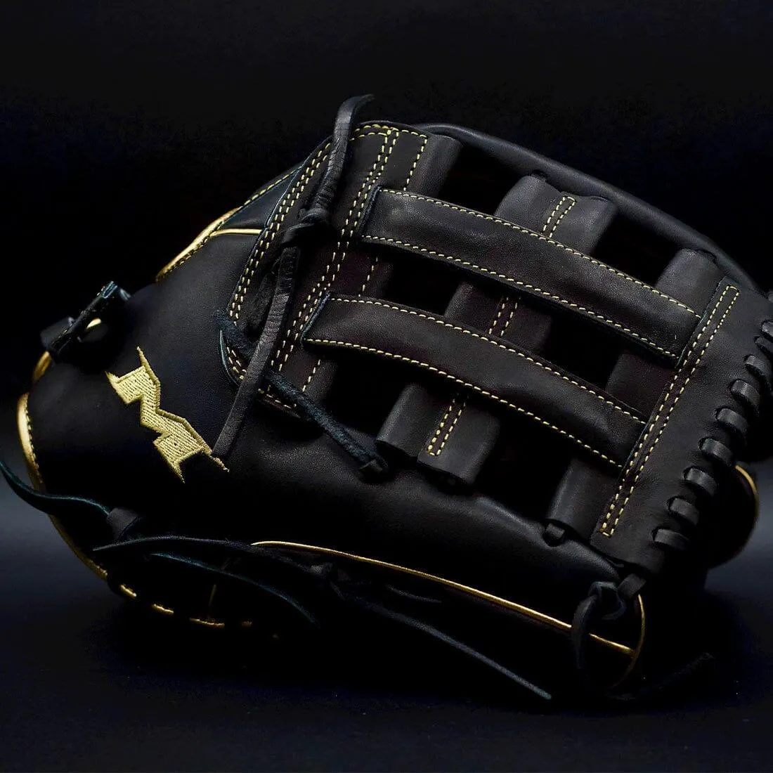 Miken Gold Pro Series 13.5" Black Slowpitch Softball Fielding Glove: PRO135-BG