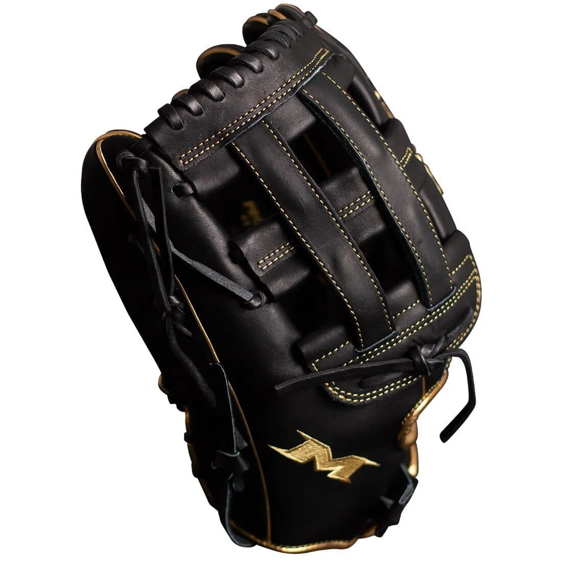 Miken Gold Pro Series 13.5" Black Slowpitch Softball Fielding Glove: PRO135-BG