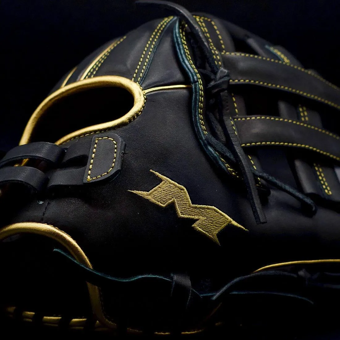 Miken Gold Pro Series 13.5" Black Slowpitch Softball Fielding Glove: PRO135-BG