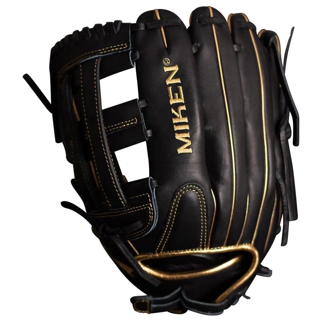 Miken Gold Pro Series 13.5" Black Slowpitch Softball Fielding Glove: PRO135-BG