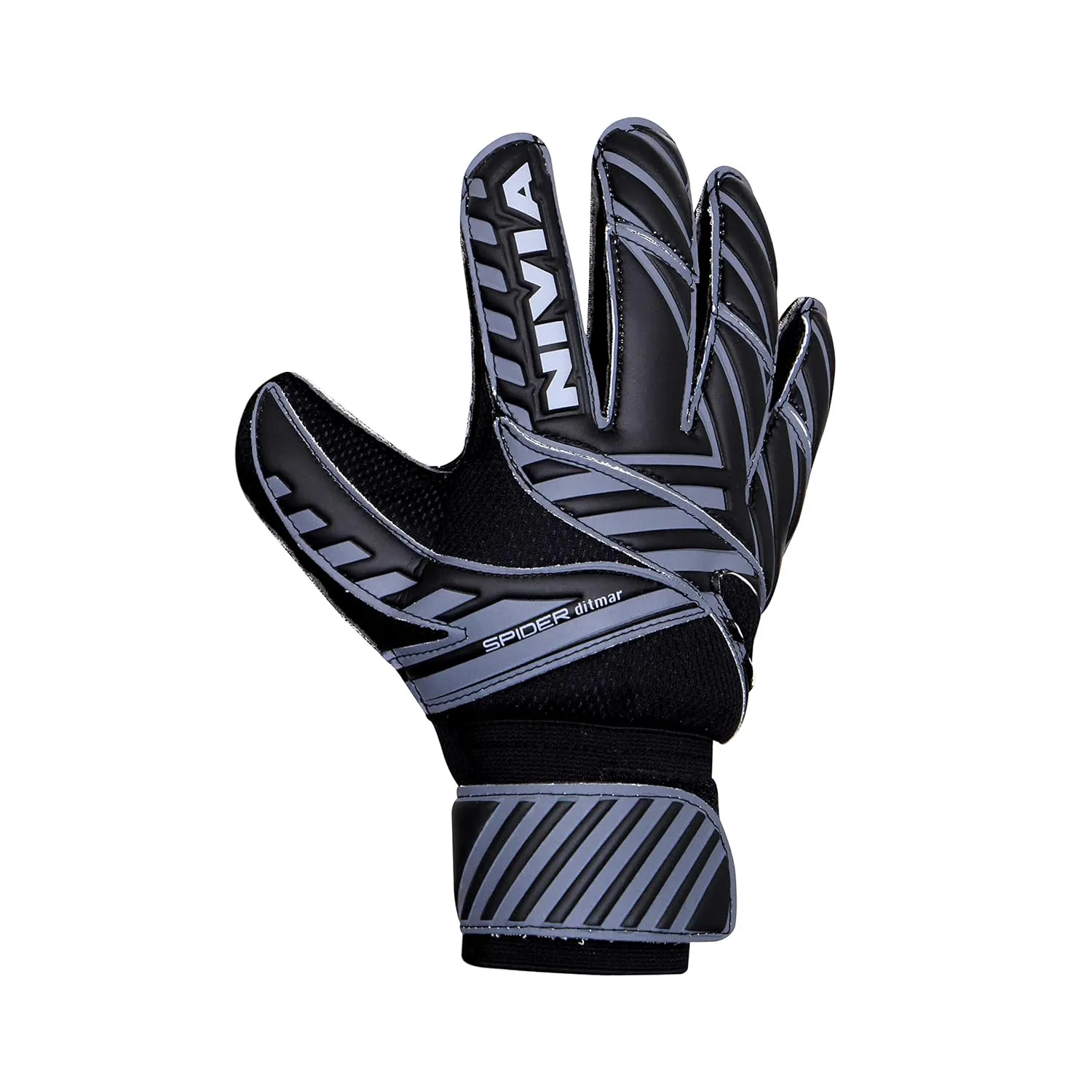 Nivia Ditmar Spider Goalkeeper Gloves for Men & Women, for Football, for Soccer, goalkeeping Glove, Goalkeeper Gloves with Grip, Football Hand Gloves, Goalkeeper Gloves, Football Hand Glove (Black) L