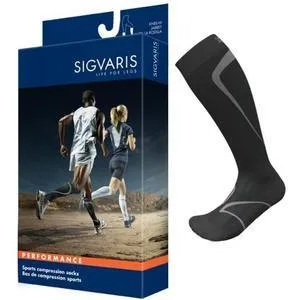 Performance Sock Calf, 20-30 mmHg, Size XL, Closed Toe, Black