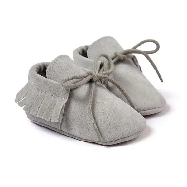 PU Suede Leather Newborn Baby Boy Girl Moccasins Soft Moccs Shoes Bebe Fringe Soft Soled Non-slip Footwear Crib Lace-up Shoe