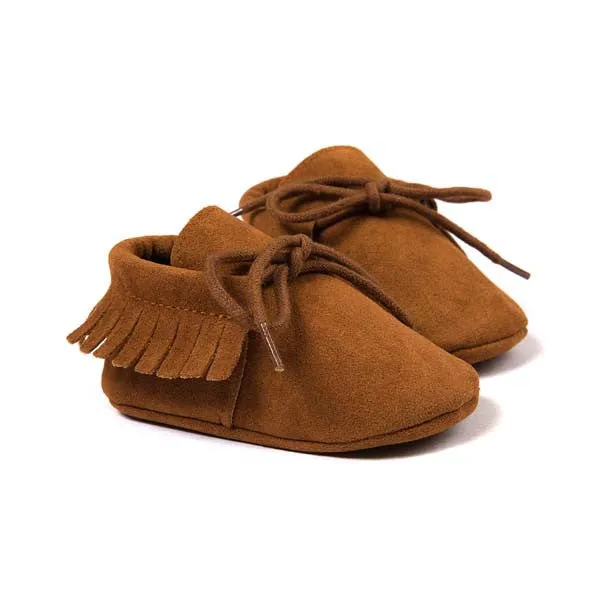 PU Suede Leather Newborn Baby Boy Girl Moccasins Soft Moccs Shoes Bebe Fringe Soft Soled Non-slip Footwear Crib Lace-up Shoe