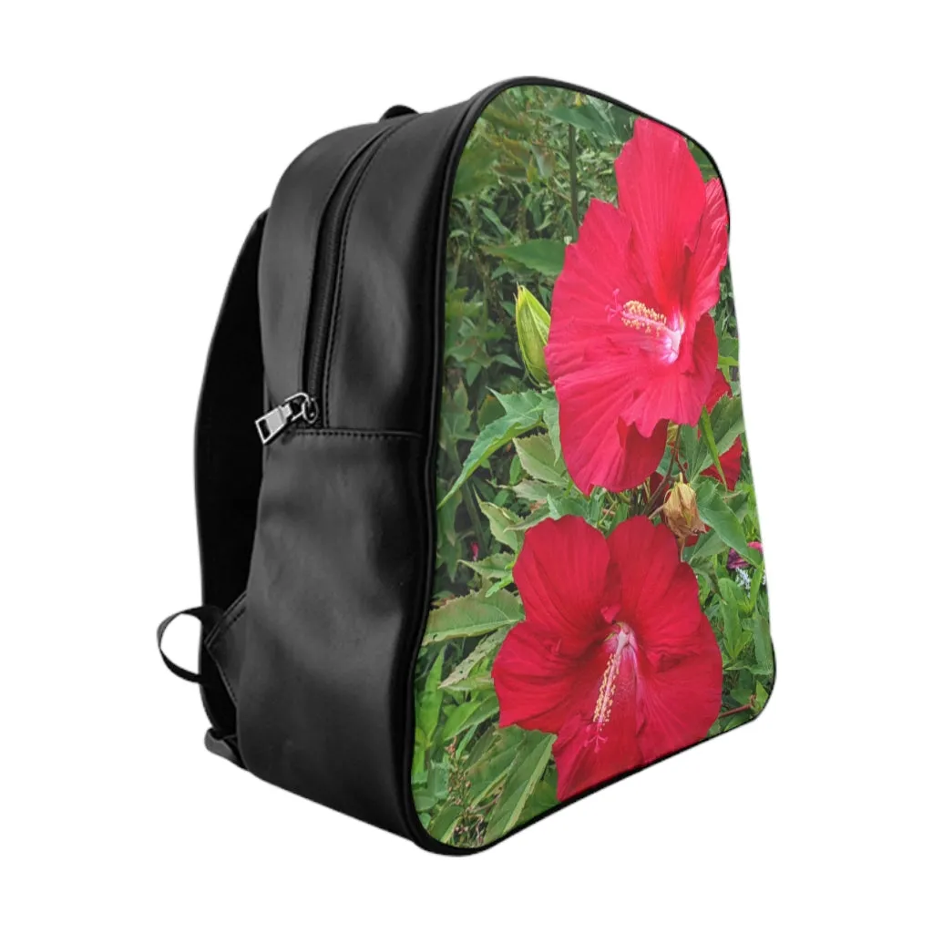 Red Flowers School Backpack