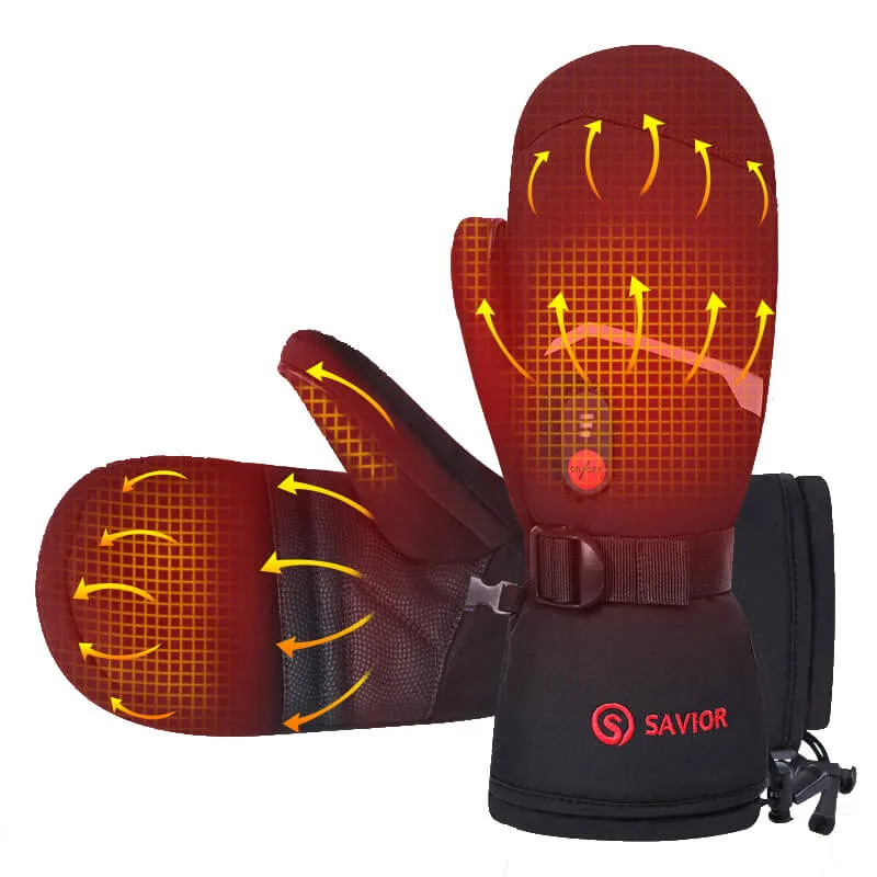 Savior Electric Heated Mittens | Thick 7.4V Rechargeable Warming Mittens For Skiing