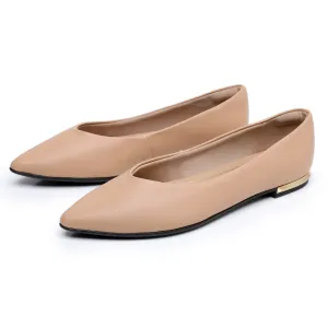 Sleek Deco Point Flats - Nude (274.054)