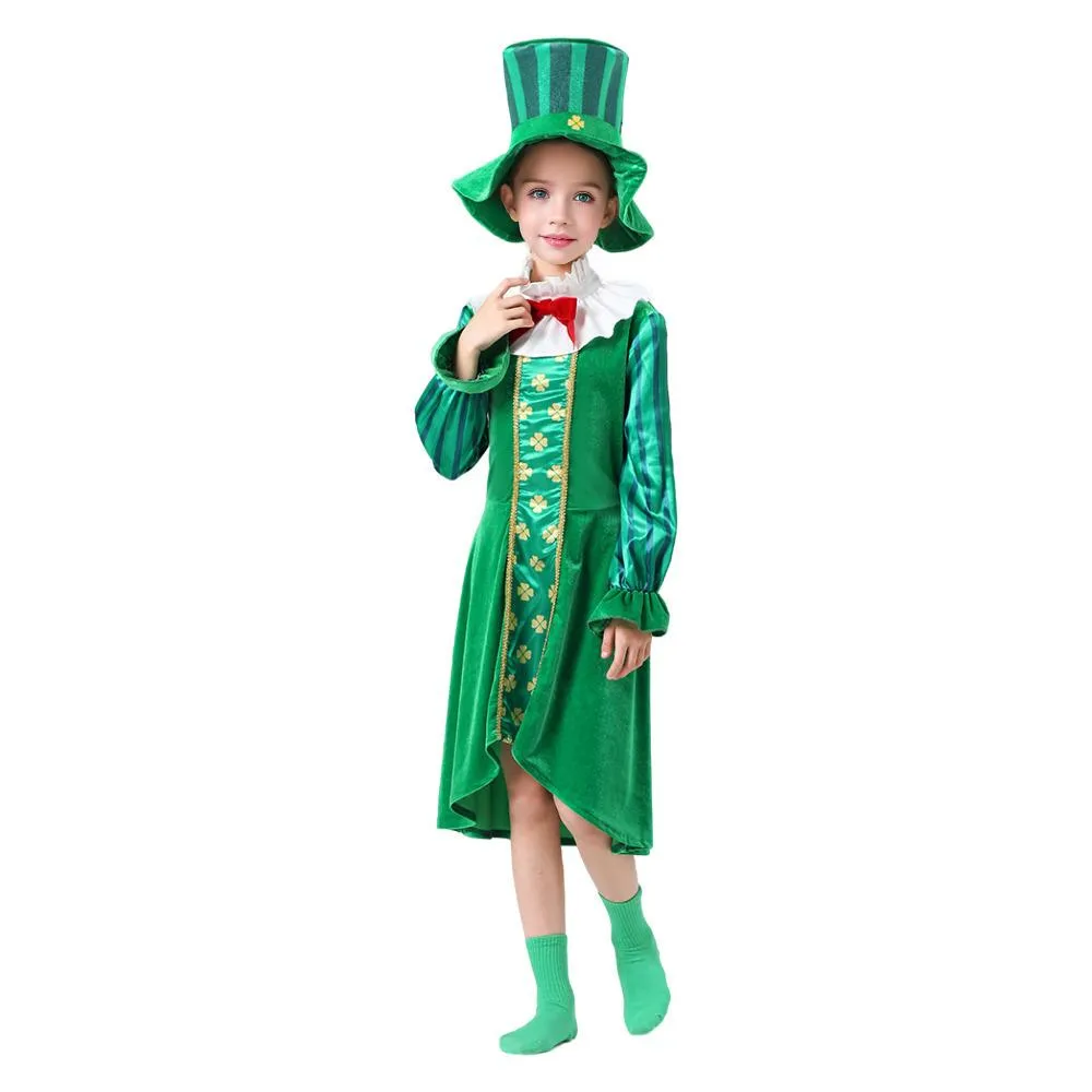 St Patrick's Day Kids Green Dress Party Cosplay Costume Carnival Suit