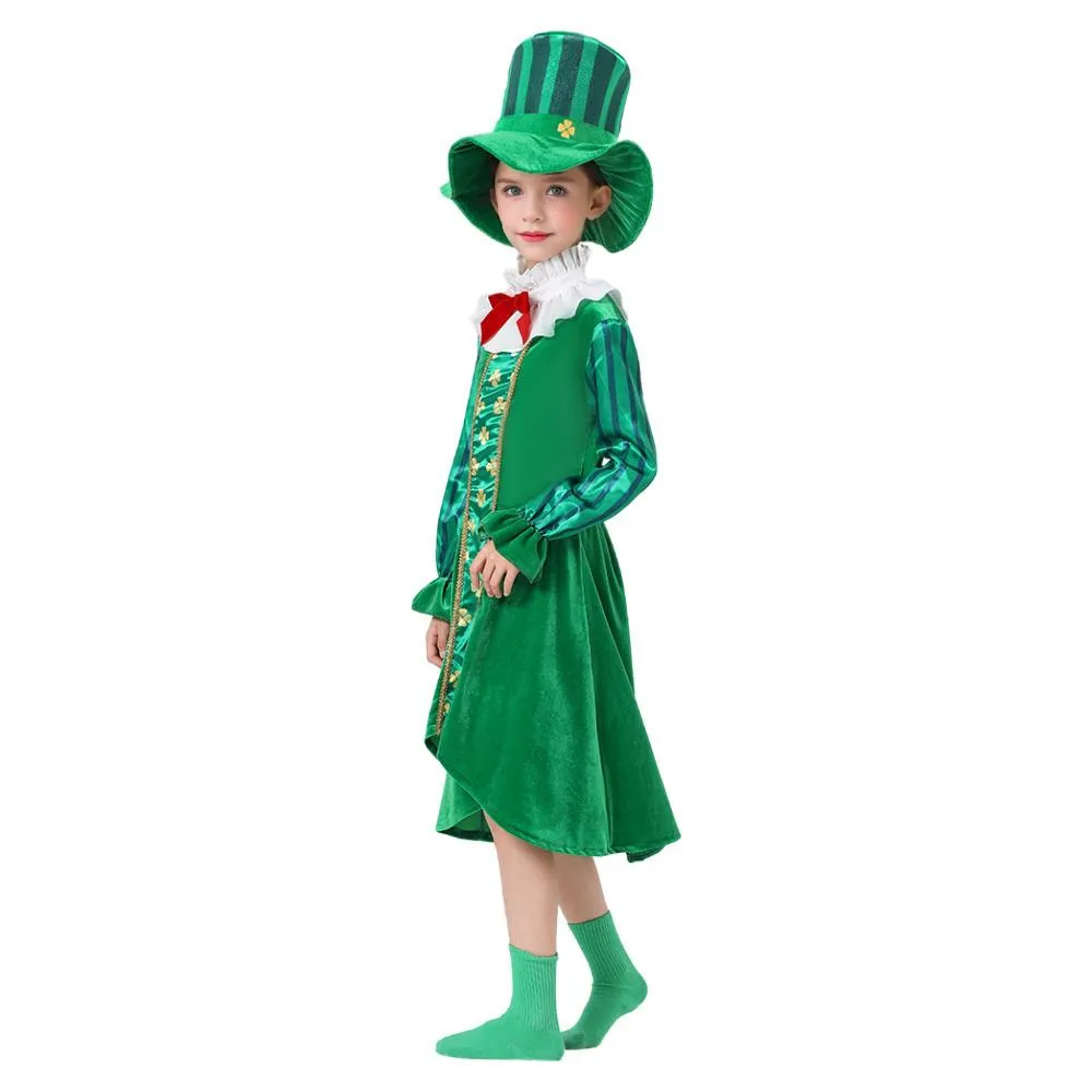 St Patrick's Day Kids Green Dress Party Cosplay Costume Carnival Suit