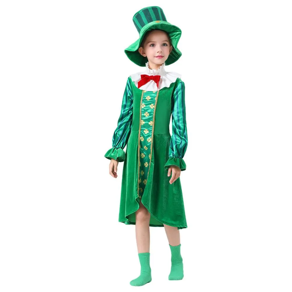 St Patrick's Day Kids Green Dress Party Cosplay Costume Carnival Suit