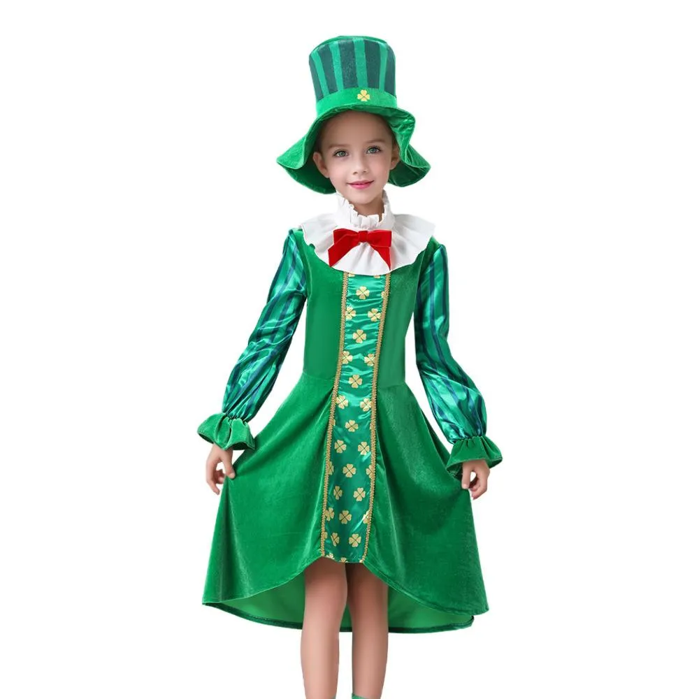 St Patrick's Day Kids Green Dress Party Cosplay Costume Carnival Suit