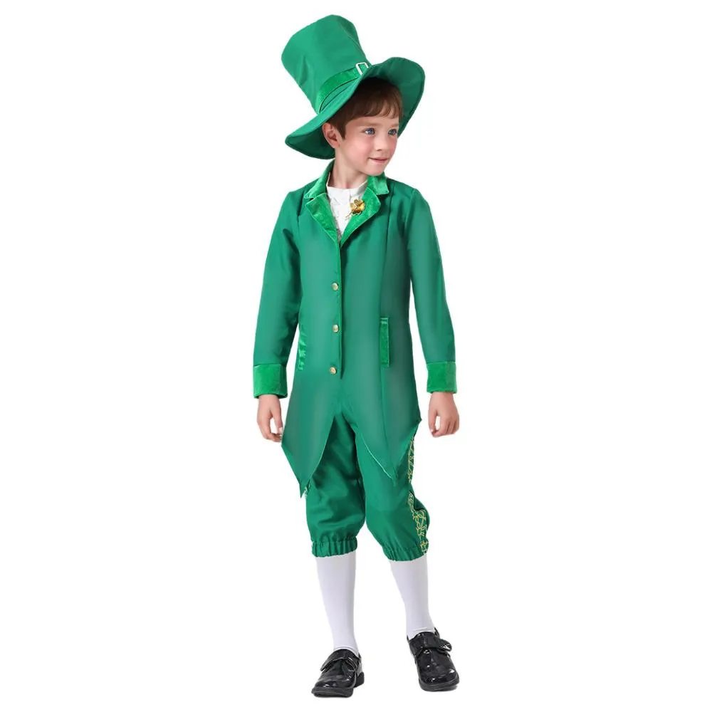 St Patrick's Day Kids Green Dress Party Cosplay Costume Carnival Suit