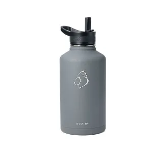 Stainless Steel Water Bottle With 3 Lids | 64oz | Graphite