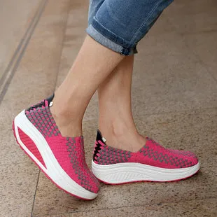 Summer Hot Women'S Shoes Korean Fashion Breathable Woven Rocking Shoes Platform Casual Sports Platform Shoes Single Shoes