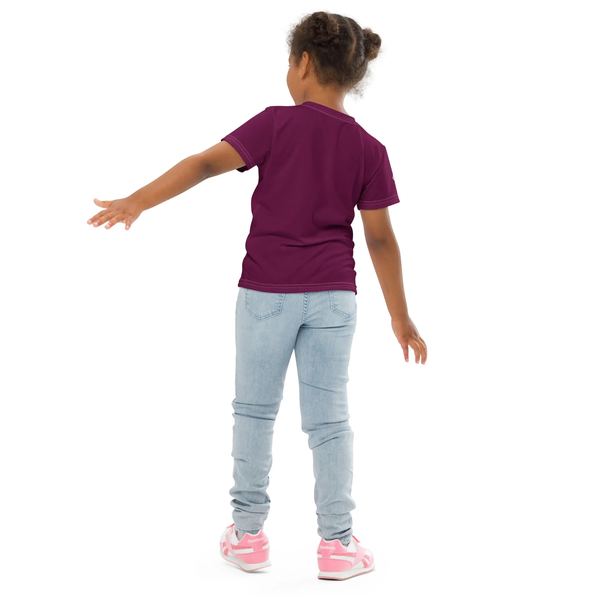 Sunny Day Essential: Girls Short Sleeve Solid Color Rash Guard - Tyrian Purple