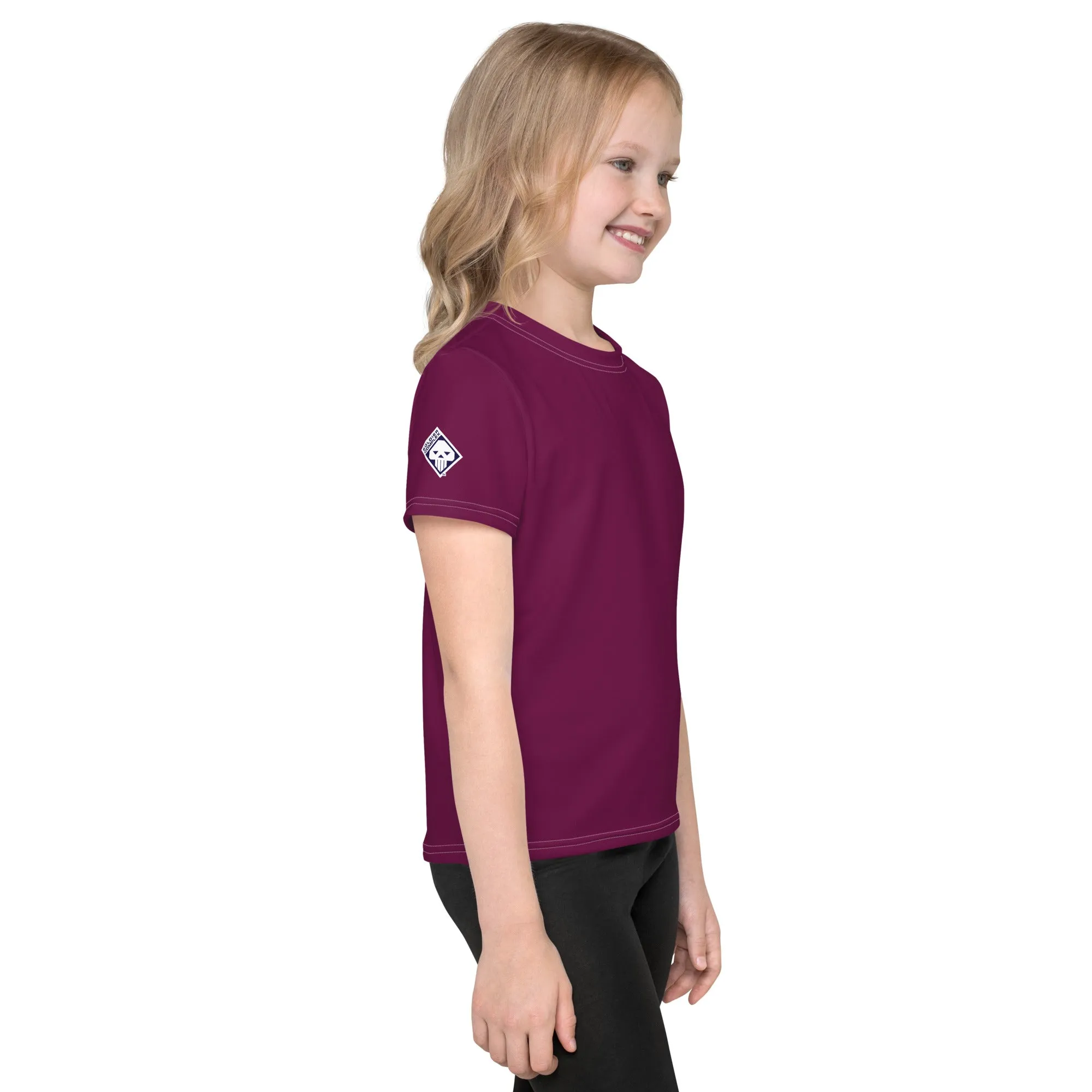 Sunny Day Essential: Girls Short Sleeve Solid Color Rash Guard - Tyrian Purple