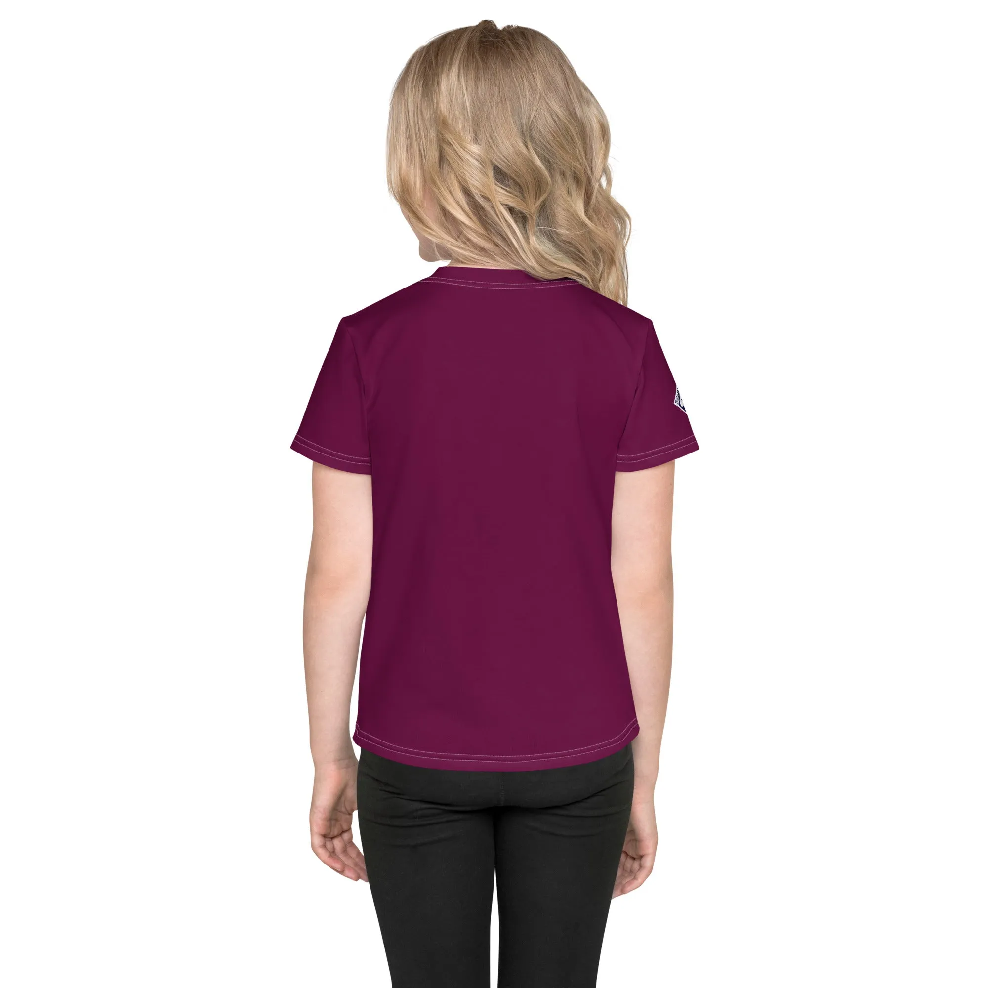 Sunny Day Essential: Girls Short Sleeve Solid Color Rash Guard - Tyrian Purple