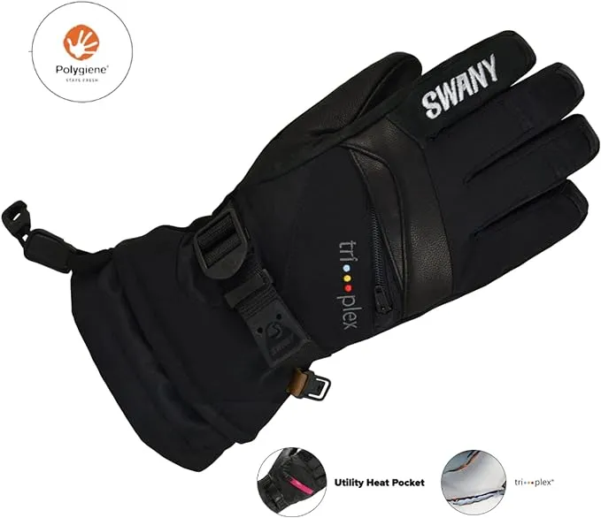 SWANY Junior Large X-Change Sports Moisture-Wicking Quick-Drying Warm Durable Flexible Leather Winter Gloves