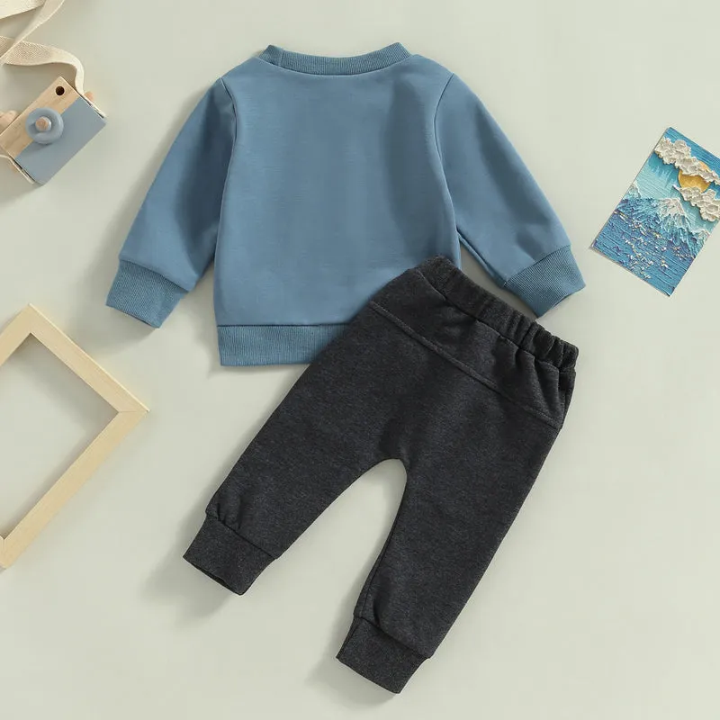 Toddler Baby Boy Clothes Mamas Bestie Long Sleeve Sweatshirt Jogger Pants Set Fall Winter Outfits