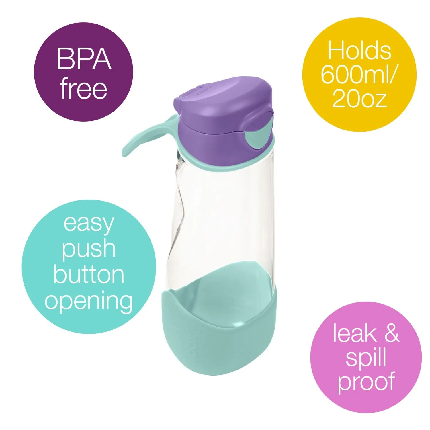 Tritan Sport Spout Drink Bottle 600ml Purple