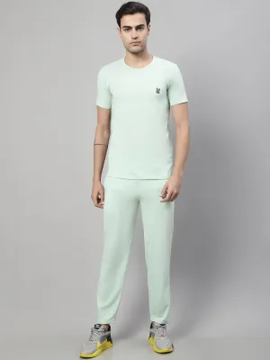 Vimal Jonney Light Green Cotton Solid Co-ord Set Tracksuit For Men(Zip On 1 Side Pocket)