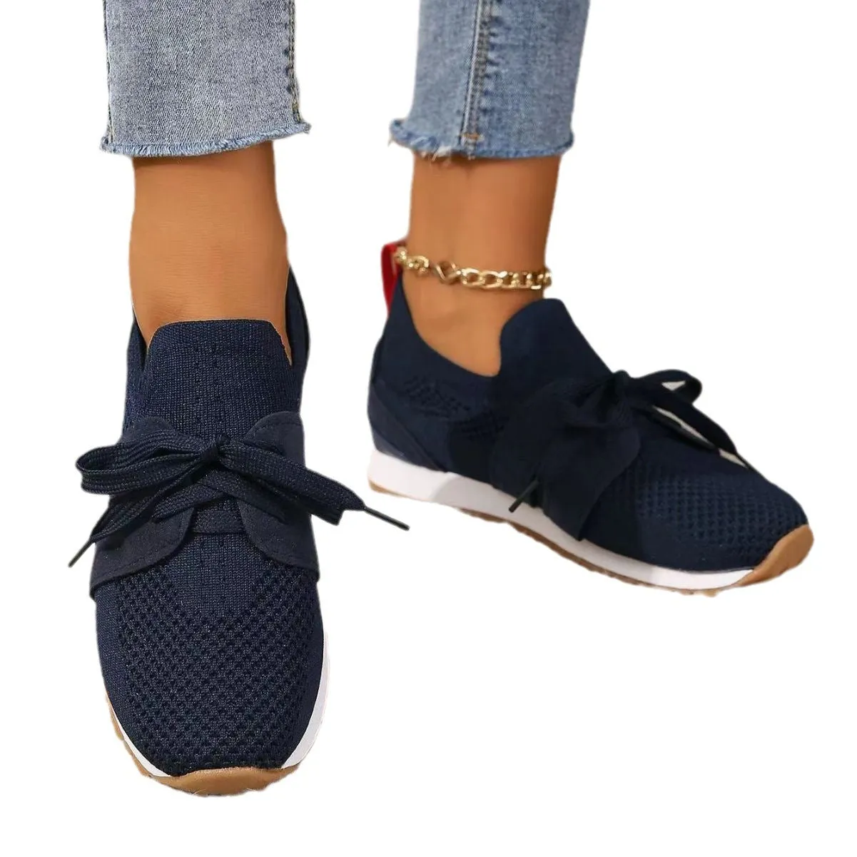 Women's Comfortable Fly Woven Mesh Lace-up Casual Shoes